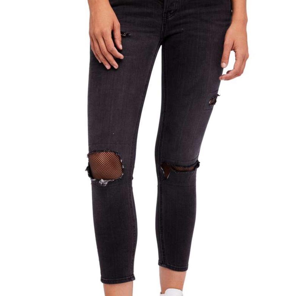 NWT Free People Fishnet Crop Skinny Jeans - Picture 7 of 8